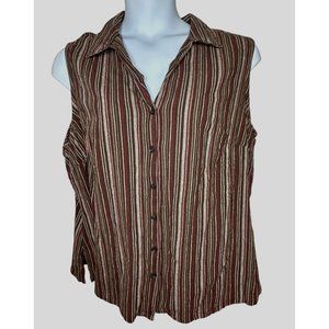 WHITE STAG WOMENS SLEEVELESS BUTTON DOWN BLOUSE SIZE 3X